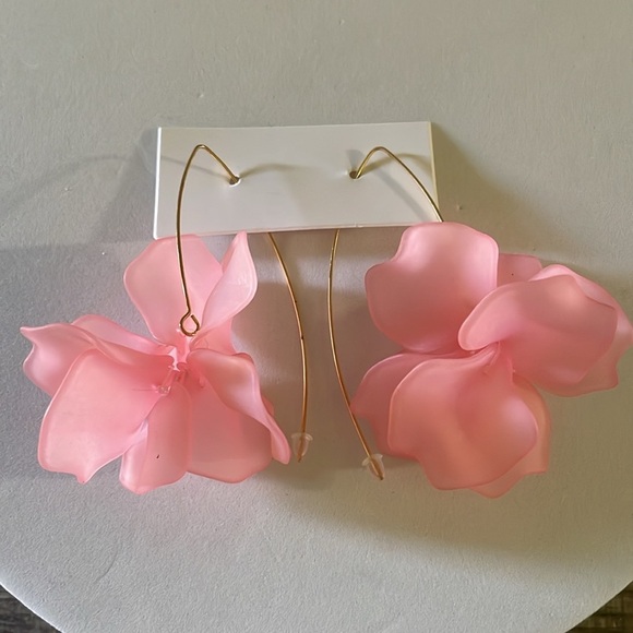 Pink Flower Drop Earrings - Picture 5 of 11